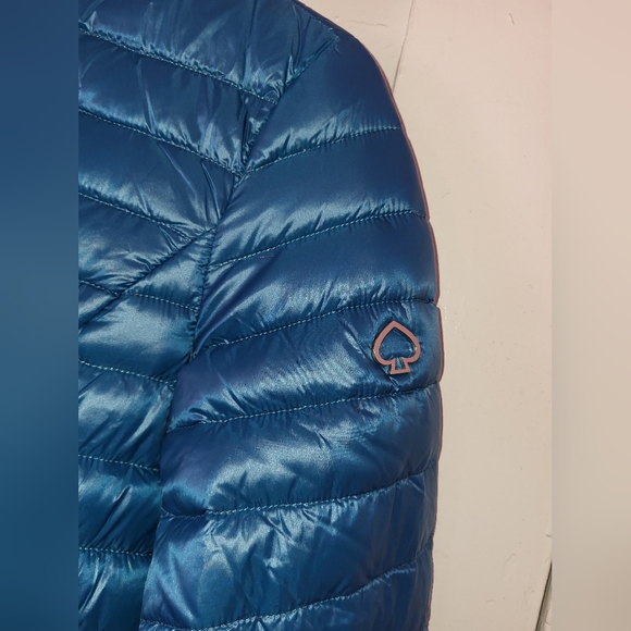 NWT KATE SPADE Packable Down Jacket size XS Peacock Blue - Picture 3 of 14